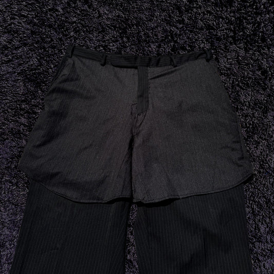 courtside black pinstriped double trousers