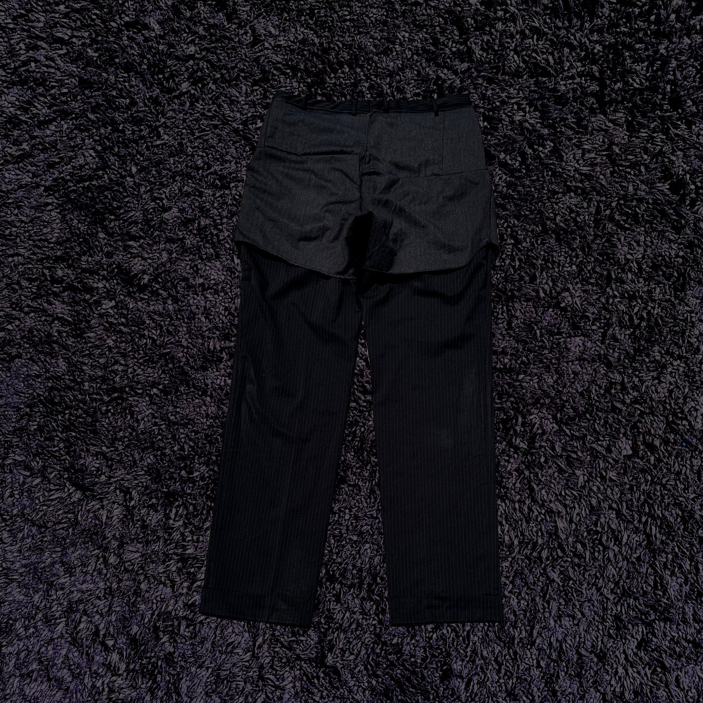courtside black pinstriped double trousers