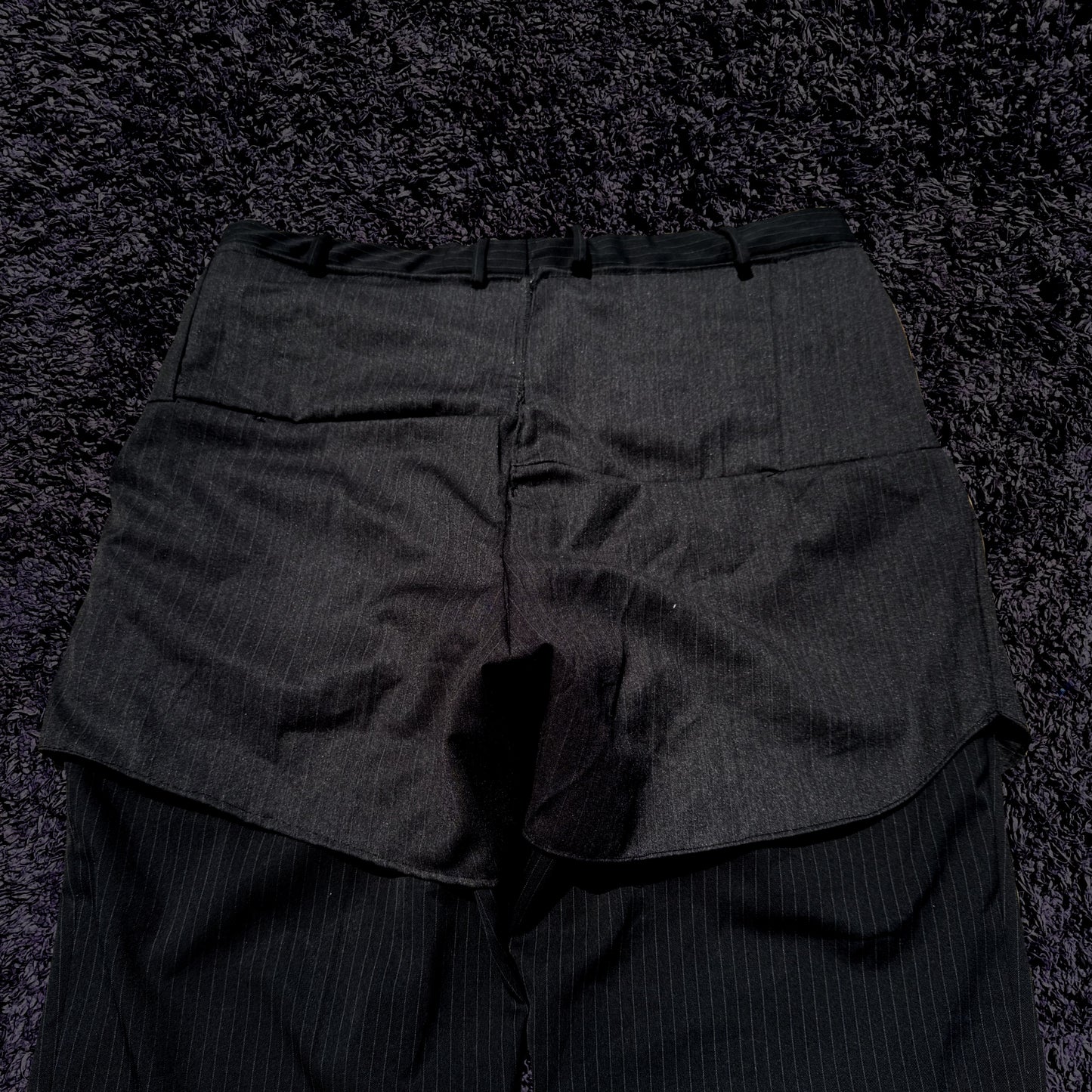courtside black pinstriped double trousers