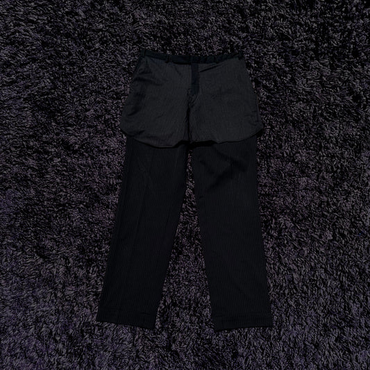 courtside black pinstriped double trousers